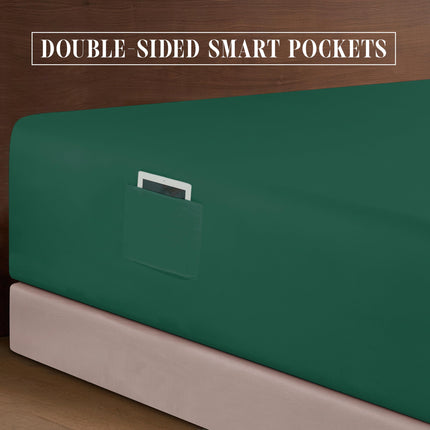 Elegant Comfort Luxurious 1500 Premium Hotel Quality Microfiber 4-Piece Sheet Set, 18-24 Inches Deep - Extra Deep Pocket Sheets - Ultra Soft 4PC Deep Pocket Sheets, King, Hunter Green
