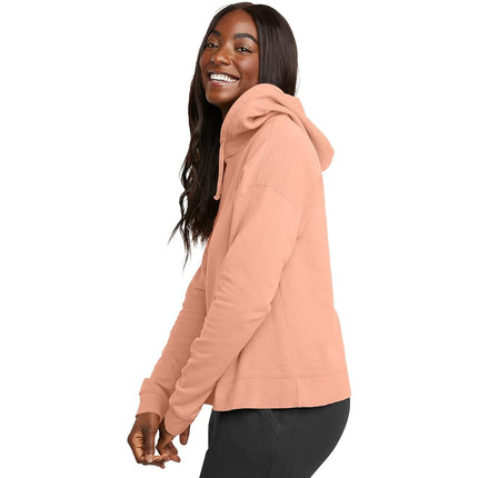 Sudadera con capucha teñida Hanes Originals para mujer, polar, color naranja cantalupo, talla XXG