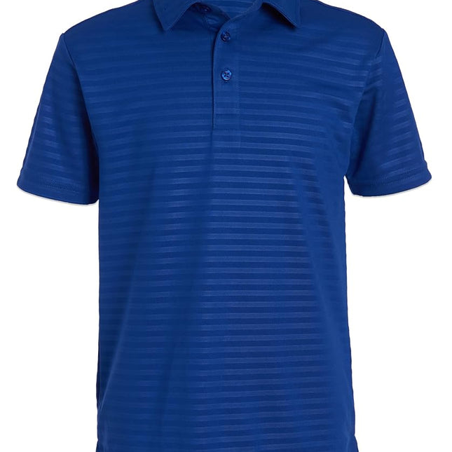 Nautica Boys' Active Short Sleeve Performance Embossed Striped Polo, Royal, 5