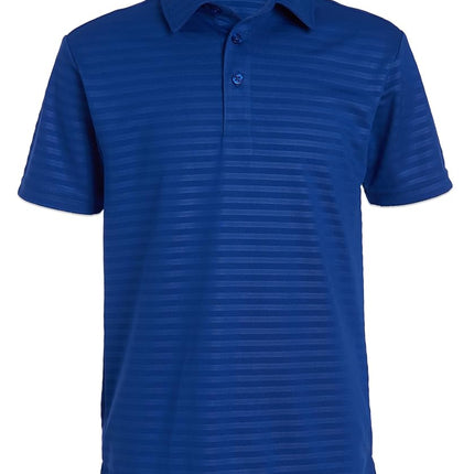 Camisa polo de manga corta activa para niños Nautica, cierre de botones y rayas en relieve, tejido transpirable de alto rendimiento, Royal, 10-12 Husky