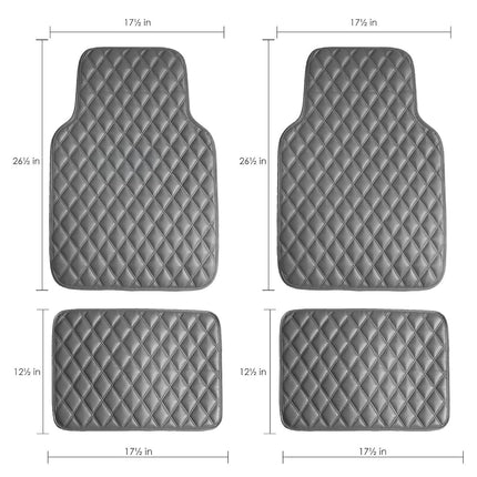 FH Group F12002GRAY Luxury Universal All-Season Heavy-Duty Faux Leather Car Floor Mats Diamond Design w. High Tech 3-D Anti-skid/Slip Backing