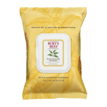 Burts Bees Facial Cleansing Towelettes White, 30-Piece