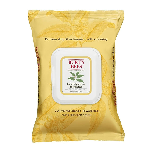 Burts Bees Facial Cleansing Towelettes White, 30-Piece