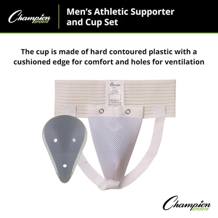 Protector atlético y copa Champion Sports 10CSXL para hombre, blanco, talla extragrande