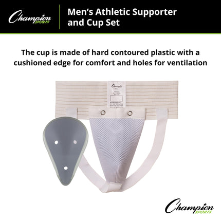 Champion Sports 10CSMD Men's Cup and Athletic Supporter, White, Medium