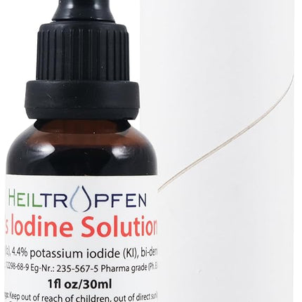 2.2% Lugol's Iodine Solution (1 Fl Oz - 30 ml), Pharmaceutical Grade, Lugols Solution Made with Iodine and Potassium Iodide. Heiltropfen®