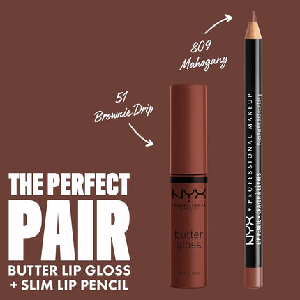 NYX PROFESSIONAL MAKEUP Butter Gloss, Silky smooth non-sticky formula lip gloss, Brownie Drip, 8mL