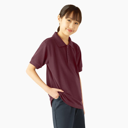 Dickies Boys' Short Sleeve Pique Polo, Burgundy, XX-Small 4