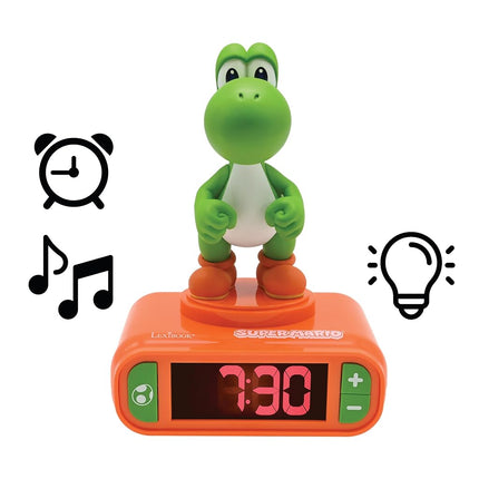 LEXIBOOK Nintendo Super Mario Sound Effects-Kids Alarm Clock with Snooze, Orange/Green