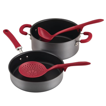 Rachael Ray Tools and Gadgets Kitchen Cooking Utensils Set, 2 Piece, Red