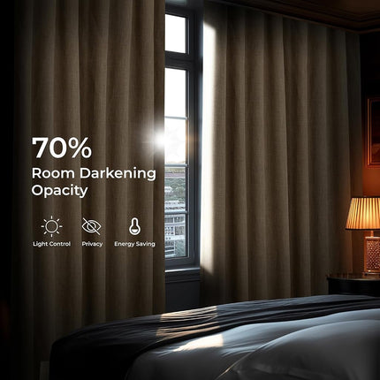 HPD Half Price Drapes Cortinas opacas de lino sintético texturizado para dormitorio de 120 pulgadas de largo (1 panel), cortinas extra anchas de 100 pulgadas de ancho x 120 pulgadas de largo para sala de estar, decoración del hogar, color Nomad Tan