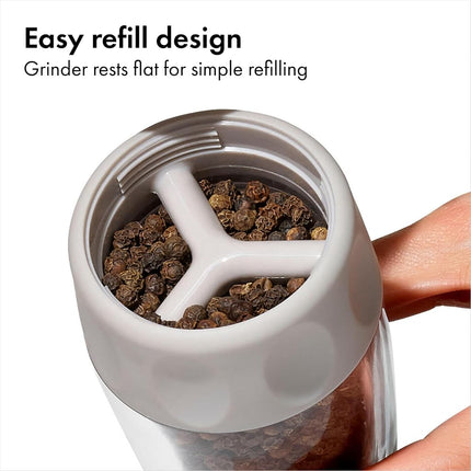 OXO 11312500 Good Grips Contoured Mess-Free Pepper Grinder, Ceramic, Gray