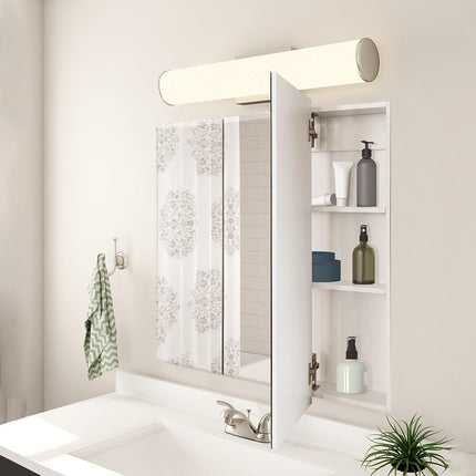 Design House 36 Inch Cyprus Bathroom Medicine Cabinet, Durable Pre-Assembled Wall Mounted Cabinet w/Frameless Mirrored Doors, White, 590265