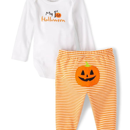 The Children's Place Unisex Baby My First,Long Sleeve Bodysuit and Pants, 2 Piece Set, 1st, 1st Halloween, 0-3 Months
