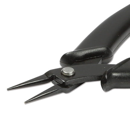 The Beadsmith Pince à bec rond Hi-Tech, 140 mm (5,5 pouces) avec tête en acier à haute teneur en carbone, poignée noire confortable avec ressort, outil pour la fabrication de bijoux, l'électronique ou la micromécanique