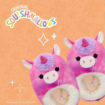 Squishmallows Slippers Plush Lightweight Warm Comfort Soft Aline Slipper House Shoes for Kids and Adults (sizes 11-1 Little Kid / 2-5 Big Kid / 5-10 Adult), Lola the Unicorn, 7-8 Women/5.5-6.5 Men