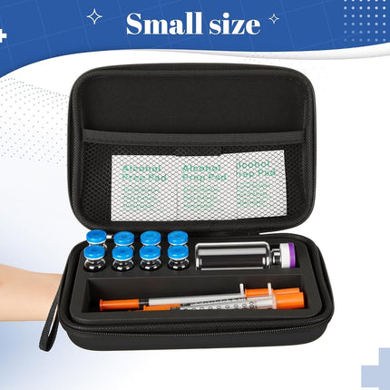 Qunclay Acellegic Peptide Case 8x3 ml + 1x30ml Bac Water Glp1, 3 ml Vial Storage, Peptide Case for Fridge, Insulin Vial Holder, Room for Syringes and Skin Prep Wipes, Black Portable Travel Box