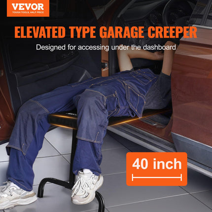 VEVOR Under Dash Creeper, 40 in, 330 lbs Load Capacity Rolling Mechanic Garage Creeper, 20.3-27.4 in Height Adjustable, Laying Down or Upright Inside of Car or Truck, Easy Fold Support for Garage Shop
