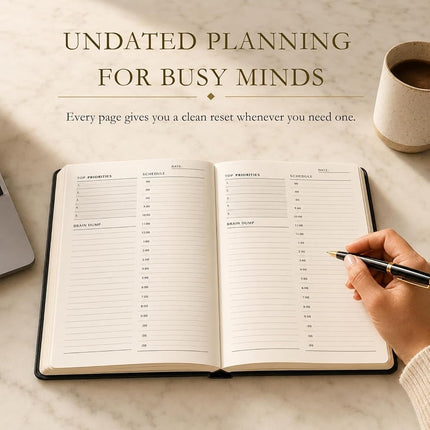Timely Planner – Time Blocking Planner and Time Box Planner. Blank Hourly, Daily, and Monthly Schedule. 6 Month Supply, Undated. Time Management, Productivity and Focus Hack. 8.3" X 5.8" (Black)