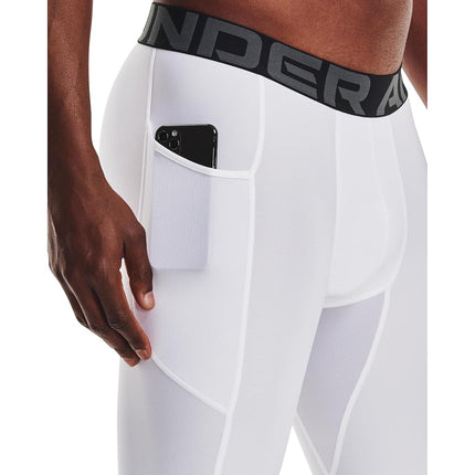 Under Armour Men's Standard HeatGear Long Shorts, White (100)/Black, 3X-Large Tall