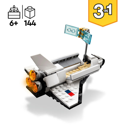 LEGO Creator 3 in 1 Space Shuttle Toy to Astronaut Figure to Spaceship 31134, Building Toys for Kids, Boys, Girls Ages 6 and up, Creative Gift Idea