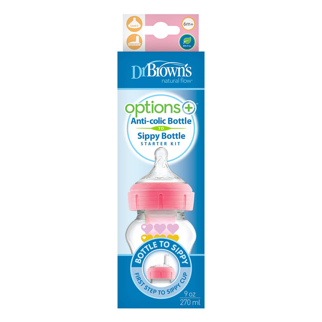 Dr. Brown's 270ml Wide-Neck Transition Bottle - Pink