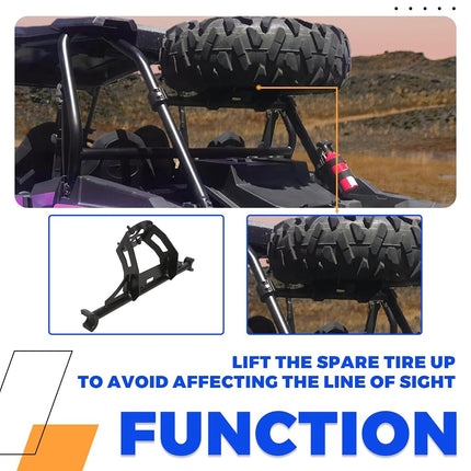 ECOTRIC Spare Tire Carrier Rack Mount Heavy Duty Fits 2014-2018 Polaris RZR XP 1000 XP Turbo XP 4 1000