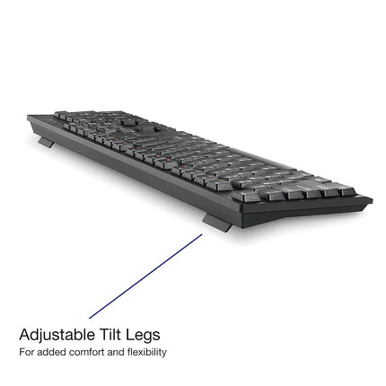 Verbatim Slimline Wireless Keyboard and Mouse Combo 2.4GHz USB Plug-and-Play Numeric Keypad Adjustable Tilt Legs Optical Wireless Mouse Full-Size Computer Keyboard Compatible with PC, Laptop 70741