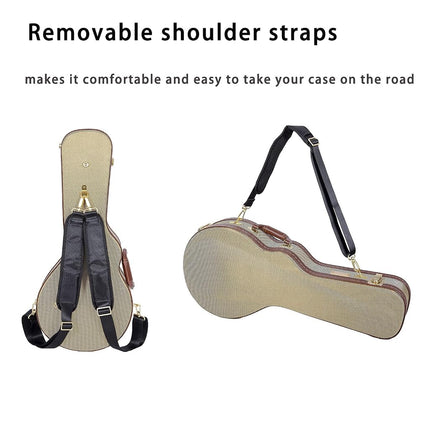 Crossrock Hard-Shell Wooden Case, Designed for F-Style Mandolin, Wooden Hardshell, Sponge Lining, Metal Feet, Storage Space with Removable Shoulder Straps-Tweed(CRW700MFTW)