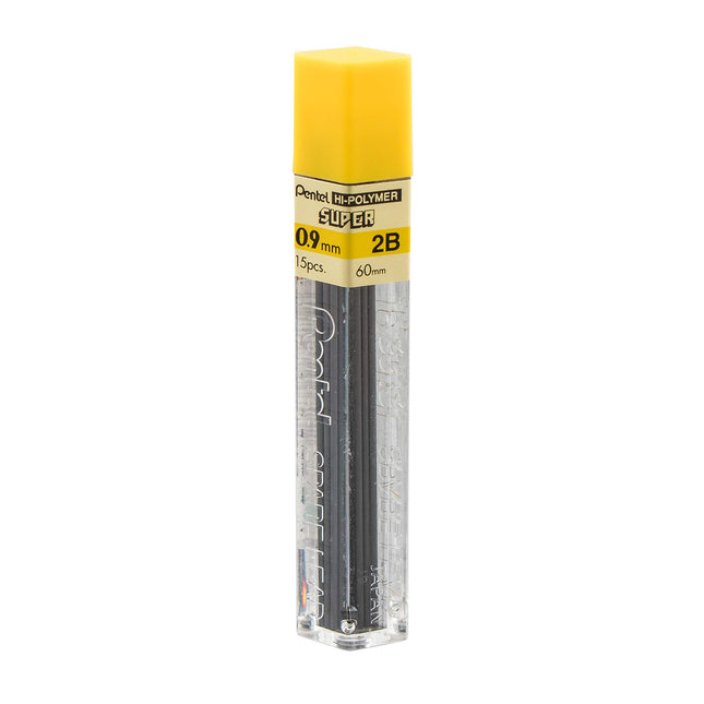 Mines de rechange Pentel Super Hi-Polymer, épaisseur 0,9 mm, 2B, 180 mines (50-9-2B)