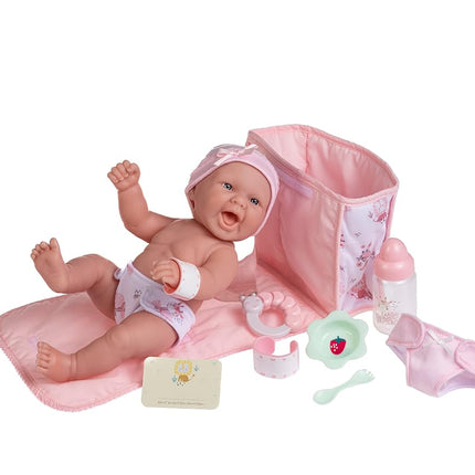 JC Toys 18332 La Newborn, Coffret Bébé Poupée, Table à Langer Rose, 33 cm