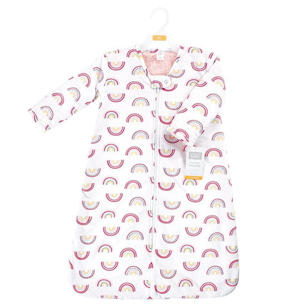 Hudson Baby Unisex Baby Long Sleeve Plush Faux Fur Sleeping Bag, Wearable Blanket, Modern Rainbow, 18-24 Months, Modern Rainbow, 18-24 Months