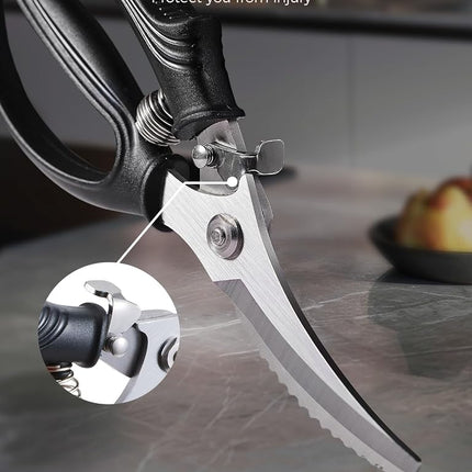 SimCoker Poultry Shears,Kitchen Scissors Heavy Duty Chicken Shears Kitchen Shears with Anti-Slip Handle & Safety Lock - Poultry Scissors for Meat, Chicken, Bone, Poultry, Spring Loaded