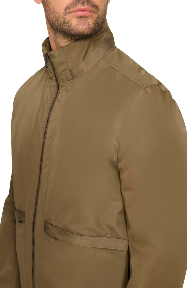 Cole Haan Men's Short Sleeve Self Packable Windbreaker, Olive, L