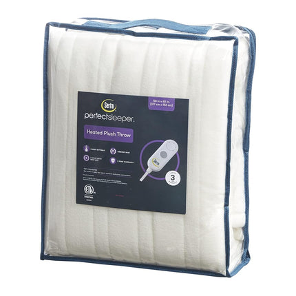 Couverture Chauffante Serta – Couverture Électrique Polaire et Sherpa Réversible, Chauffage Rapide, Minuteur d'Arrêt Automatique, Plusieurs Niveaux de Chaleur, Certifiée ETL, Lavable en Machine, Ivoire 127 x 152 cm
