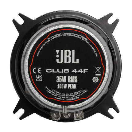 JBL Club 44F - 4" (100mm) Two-Way Car Speaker, 35W RMS, 105W Peak, Sensitivity (@ 2.83V): 90dB, Frequency Response: 75Hz – 20kHz, Nominal Impedance: 3.0 ohms