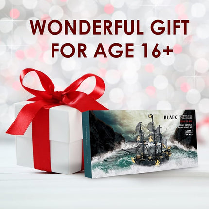 Piececool 3D Puzzles for Adults, Metal Pirate Ship Model Kits, 307 Pcs DIY 3D Watercraft Metal Model Kit, Christmas Birthday Gifts Toys for Adults and Teens, Brain Teasers Hand Craft Kits