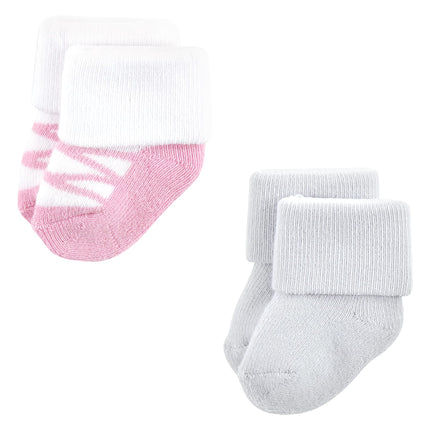Luvable Friends Women's, Pink Black Ballet 12-Pack, Unisex Newborn and Baby Terry Socks, 0-6 Months, XX-Large (Pack of 12)
