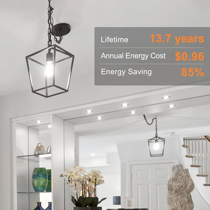 TJOY - Edison Bulbs e26 Bulb Equivalent to 5000K 60W, Pack of 12