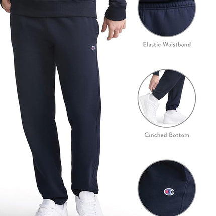 Champion Men's Powerblend Relaxed Bottom Fleece Pants, Black, M