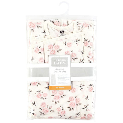 Hudson Baby Unisex Baby Convertible Swaddle Sleep Sack, Neutral Pink Floral, 3-9 Months