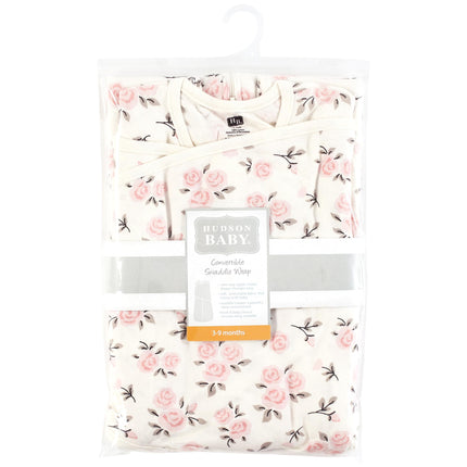 Hudson Baby Unisex Baby Convertible Swaddle Sleep Sack, Neutral Pink Floral, 0-3 Months