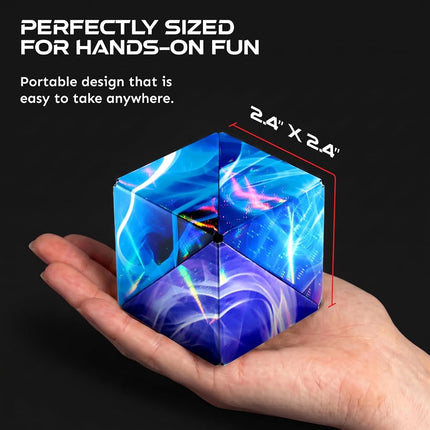 SHASHIBO Shape Shifting Box - Award-Winning, Patented Fidget Cube w/ 36 Rare Earth Magnets - Transforms Into Over 100 Shapes, Download Fun in Motion Toys Mobile App (Holographic - Vapor)