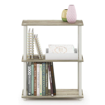 Furinno TURN-N-TUBE Storage Shelves, 3-Tier Book Shelf, Corner Shelf, Toolless Open Shelves, for Organization and Storage, Living Room, Garage, Home Office, Sonoma Oak