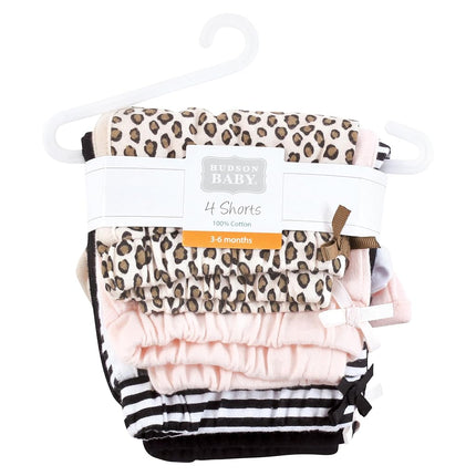 Lot de 4 bas de short unisexe Hudson Baby, motif léopard rayé, 0-3 mois