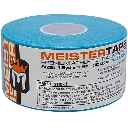 Meister 15Yd x 1.5" Premium Athletic Trainer's Tape for Sports and Medical (50% Longer) - Turquoise - 6 Rolls