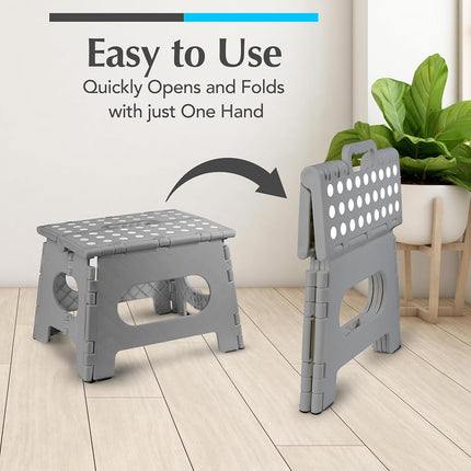 Folding Step Stool - Lightweight, Ultra-Sturdy, Portable & Multi-Functional – Ideal for Adults, Kids, and Seniors – Non-Slip Grip, Easy Storage, and High Weight Capacity. (Grey | 2-Pack)