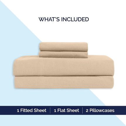 Elegant Comfort Soft 4-Piece 100% Turkish Cotton Flannel Sheet Set - Premium Quality, Deep Pocket Fitted Sheet, Ultra Soft, Cozy Warm and Anti-Pill Flannel Sheets - Cali King, Linen