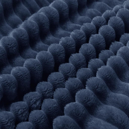 BEDELITE 3D Ribbed Navy Blue Fleece Throw Blanket for Couch, 50x70 Inch