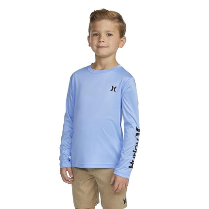 Camisa de natación de manga larga Hurley para niños UPF 50+ Rash Guard, azul soñador jaspeado, 7